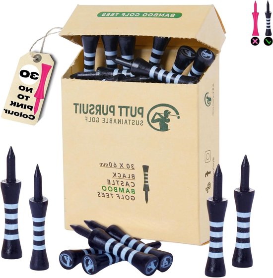 Castle Bamboo Golf Tees - Biologisch afbreekbaar en duurzaam Golfshirts Bamboe Materiaal - Golfaccessoires - GolfT-shirts Houten - Meerdere maten van 25 mm groen tot 70 mm oranje niet-plastic
