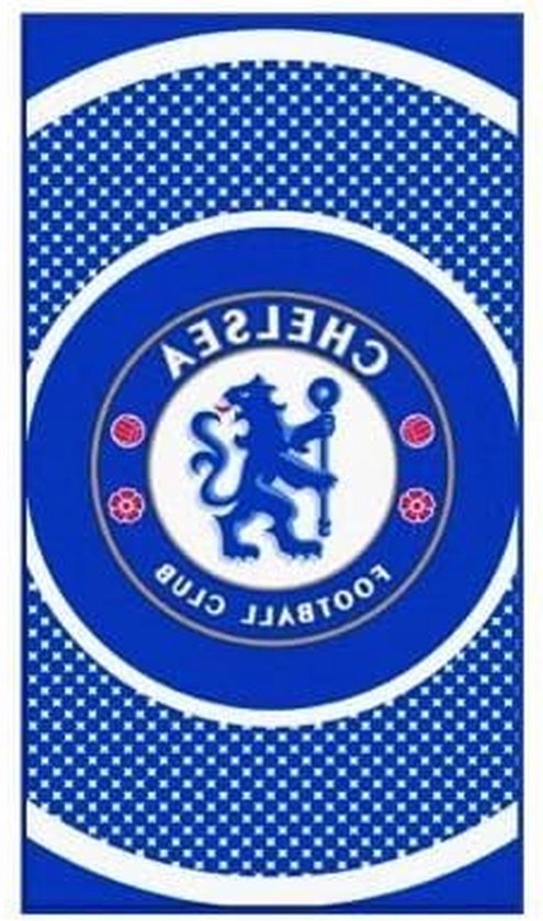 Chelsea FC Handdoek - Strandlaken Voetbal - Badkamer Gebruik - Bullseye Crest Design - 70 x 140 cm - Meerkleurig