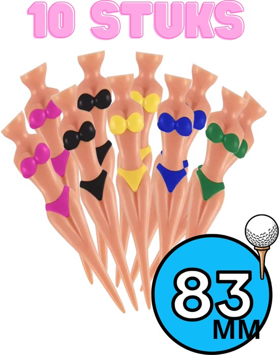 Chipa - Bikini Golf tees - 10 stuks - 83mm - Diverse kleuren - Golf Cadeau - Grappige golf tee - Sexy Golftee - Bikini Vrouw Design - Golf accesoires - Golfset - Golftees - Golftee set - Golfaccesoires van Chipa