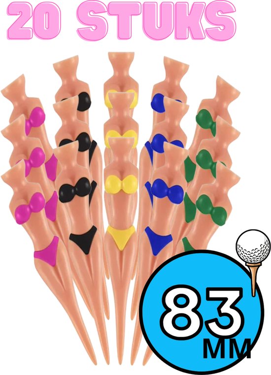 Chipa - Bikini Golf tees - 20 stuks - 83mm - Diverse kleuren - Golf Cadeau - Grappige golf tee - Sexy Golftee - Golf accesoires - Golfset - Golftees - Golftee set - Golfaccesoires van Merkloos