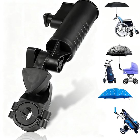 Chipa - Universele Parapluhouder voor Golftrolley & Golfkar – Chipa - Verstelbaar – Inclusief Opzetstukken – Golfaccesoires - Te gebruiken voor Rollator/Rolstoel/Kinderwagen - Handsfree Bescherming tegen Regen & Zon van Chipa