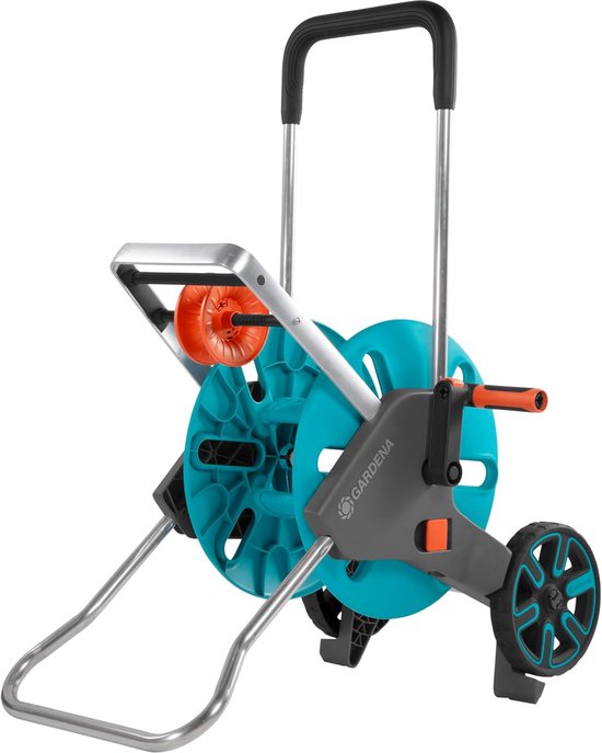 CleverRoll M Easy: Slangenwagen met tot 60 m capaciteit, bijzonder stabiel, met comfortabele slanggeleiding in robuust metalen frame, nadruppelstop, gereedschapsloze montage (18515-20)