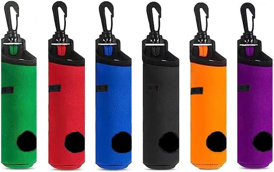 Compacte golfbalwaszak, 6 stuks waterdichte golfbalreinigingszakken, golfballenreinigingszak, golfteehouderzakken, golfballenhouder met clip, voor games, opbergcadeau voor mannen en vrouwen van Merkloos