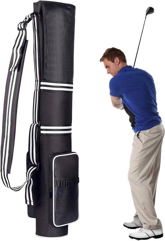 Compacte Golftas - Reis Golftas - Oefenen Toernooi - Waterdicht Tricot - 21 x 81 cm - Zwart van Merkloos