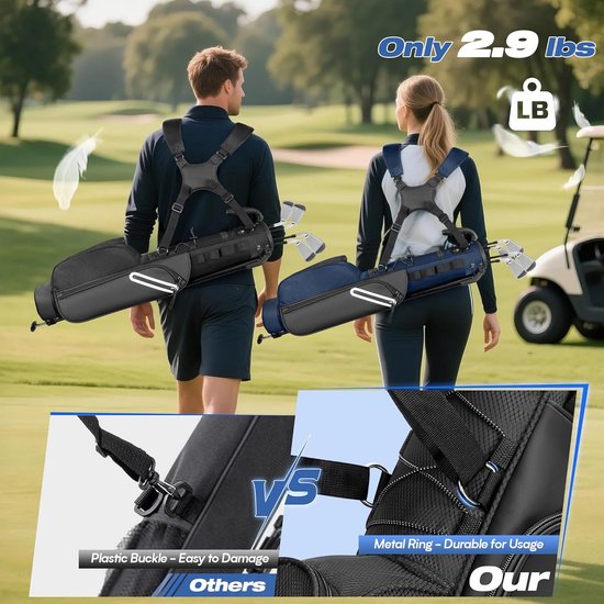 Compacte Lichtgewicht Golfbag voor 7 Clubs - Ideaal voor Pitch & Putt, Par 3 en Driving Range van Merkloos