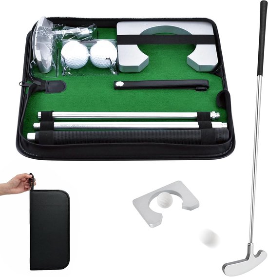 Complete Golf Putterset voor Thuis en Kantoor - Inclusief Putting Cup, Oefenrackets en Ballen voor Effectieve Golftraining