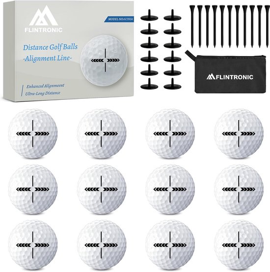 Complete Golfset: 12 Golfballen, Houten Tees, Markers & Zak - Voor Beginners en Gevorderden