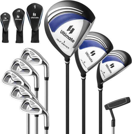 Complete Golfset - Golfuitrusting Heren Dames - Golfen Op De Baan - 9-Delige Rechtshandige Set - 460cc Driver - Blauw