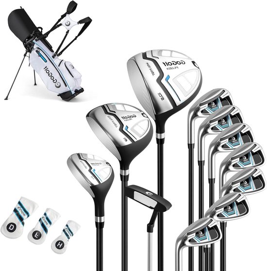 Complete Golfset Heren - Golfclub Set - Golfen op de baan - 15-delige set - 126 cm - Wit