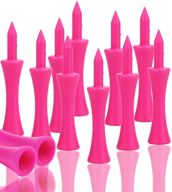 COOAU - Golf Tees - 100 stuks - 59MM - Plastic - Herbruikbaar - Oefenmateriaal voor industriële golfers - Roze