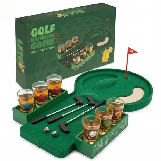 Cosensi - Drinkspel Golf met Mini-Golf en 6 Shooter Glazen
