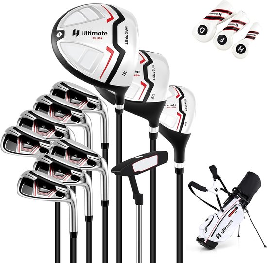 COSTWAY Complete dames golfclubset, 11-delige golfclubset rechtshandig met regenhoes, golfset met 1 driver en 3 fairway & 4 hybride & 6/7/8/9/P ijzer & putter