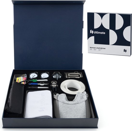 COSTWAY Complete golfcadeauset, golfaccessoireset met 3 golfballen, thee, handdoek, riem, golfmuts, pitchvork, balmarker en stoffen tas, golfaccessoirekits golfcadeau in geschenkdoos van Merkloos