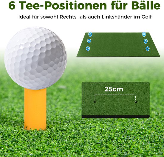 COSTWAY Golf Oefenmat 152 x 92 cm Golf Oefenmat met 2 Golf Tees en 2 Alignment Sticks 6 Voorgeboorde Tee Gaten voor Binnen/Outdoor Gebruik van COSTWAY