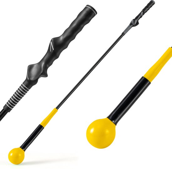 COSTWAY Golf Swing Trainer, 80/100/120 cm golftrainingshulp met gewichtskop, golf-vliegtrainer voor houdingscorrectie, binnen en buiten, golfzwaaitrainer voor beginners, professionals