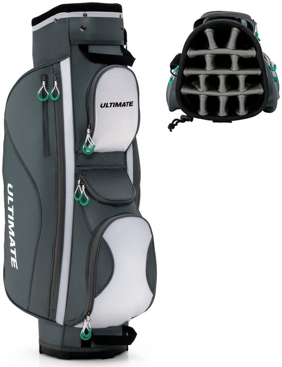 COSTWAY Golfkar Tas met 14 Verdelers Lichtgewicht Golfkar Tas met Schouderriem Draagbare Golf Club Tas met Regenkap/Stofkap