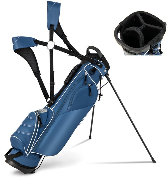 Costway Golftas, golfbag met voeten, regenhoes & 4 compartimenten, draagbare Golfdraagtassen met hoofdgedeelte & draagriem, lichtgewicht golftas voor mannen & vrouwen