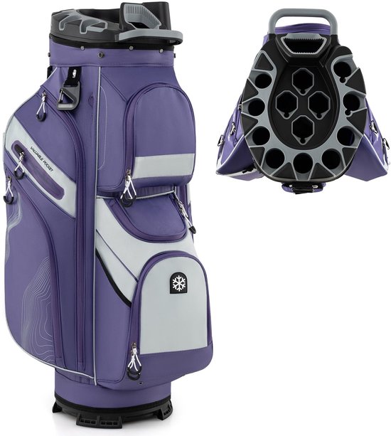COSTWAY Golftas, lichte golftas met onderverdeling en draagriem, draagbare golftas met regenhoes en 11 vakken, waterafstotend, voor heren en dames van Costway