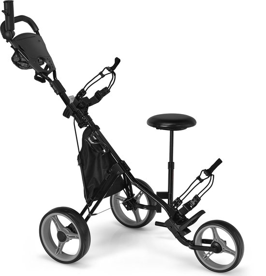 COSTWAY Golftrolley, golftrolley, golftrolley, golfwagen, inklapbaar, golfcaddy golf push cart van aluminium, golfcaddy met parapluhouder, T-stukhouder en opbergtas van Merkloos
