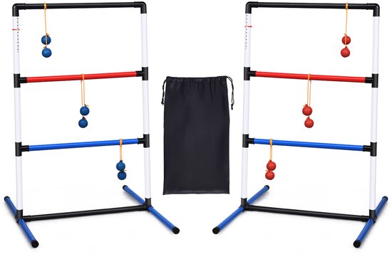 COSTWAY Set van 2 laddergolf werpspel, laddergolf met ingebouwde score-tracker, laddergolfset incl. ballen en draagtas, werpspel voor het hele gezin voor gazon, strand, feestjes van Costway