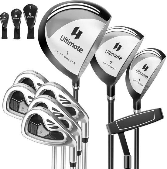 CreateEcom golfclubs - golfstokken - Complete golfclubset voor heren - 9 delige golfclubsets rechtshandig - met regenhoes, golfset - Marineblauw