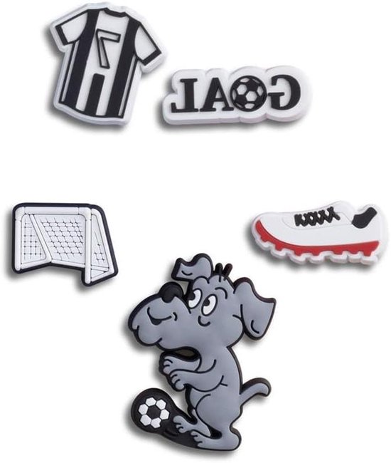 Crocs Jibbitz Charms - Schoenbedels Schoencadeautjes - Schoenen Personaliseren - Voetbal Thema Set - 5 Stuks - Multicolor
