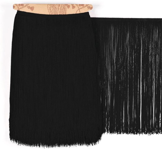= Cuquillo-franjes om te Naaien van Flamenco en Sevilla. Samenstelling Rayon 100%. Lengte van 50cm. 5m Stukken - (Zwart)