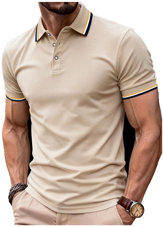 Currero Golf Polo Heren - Ademend Golfshirt - Polo Shirt - Sportshirt - Golfkleding Heren - T-Shirt - Golf Mode - Beige M