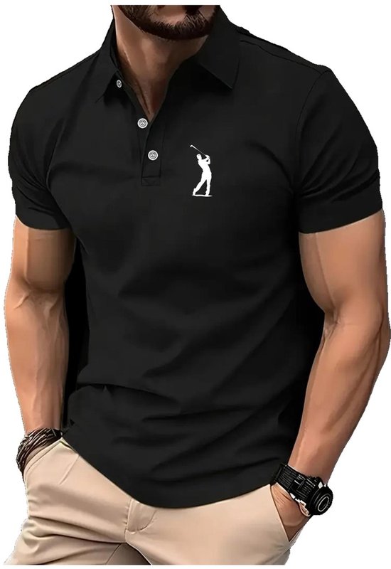 Currero Golf Polo Heren - Ademend Golfshirt - Polo Shirt - Sportshirt - Golfkleding Heren - T-Shirt - Golf Mode - Zwart XXL