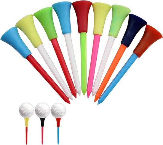 Cushion Top Golf Tees - 60 stuks rubber - 70 mm - Gemengde kleuren - Lang plastic - Cadeau voor golfers of familie van Merkloos