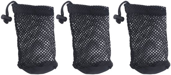 Dailygoods - 3-delige Golfnettas voor 12 tot 16 Golfballen in Zwart