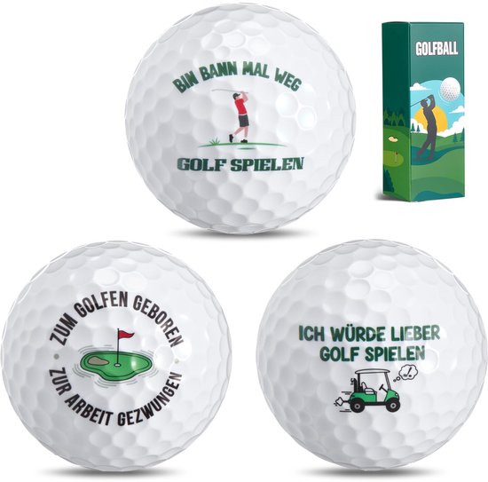 Dailygoods - 3-Pack Grappige Golfballen in Geschenkdoos voor Golfliefhebbers
