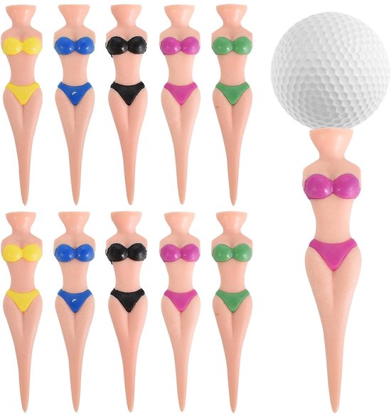 Dailygoods - Colexy Grappige damesbikini, 5 stuks, 76 mm, grappige golftees, meisjes, golftees, kunststof, golftees voor mannen en vrouwen, golftraining, golfaccessoires, golfoefeningen