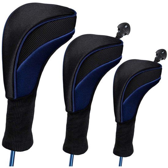 Dailygoods - Dailygoody - Golf Club Covers - Beschermende Mouw - Blauw - Hoofd Protectors - Geschikt voor Golfclubs - 3 Stuks