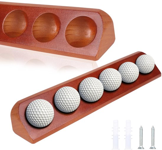 Dailygoods - Dailygoody - Houten Golfbal Stand - Wanddecoratie voor Golfballen - Ideale decoratie voor sportliefhebbers - 6 Gaten - Perfect voor binnen en buiten -
