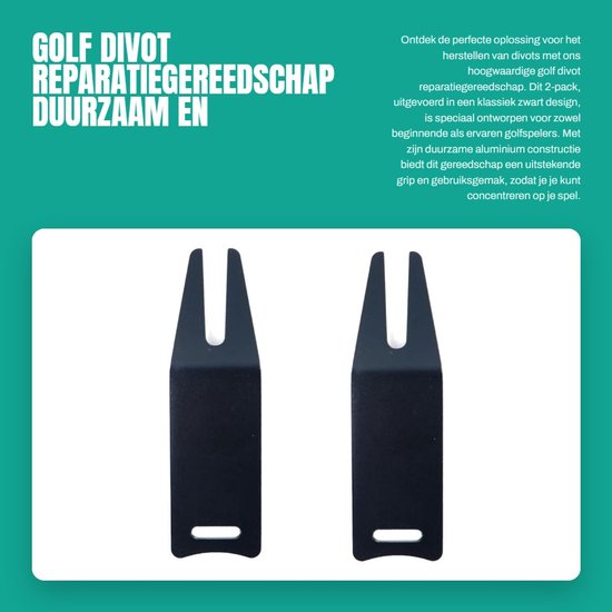 Dailygoods- Divot Reparatiegereedschap 2-pack - Golfbalmarker - Aluminium - Duurzaam - Klassiek Design - 2,5 x 8 cm - Golftool van Dailygoods