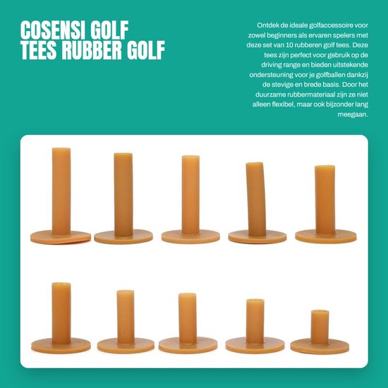Dailygoods- Golf Tee 10 Stuks - Duurzaam Rubber - Stevige Basis - Flexibel - Golf Accessoire - Trainingshulpmiddel - Golfaccessoire van Dailygoods