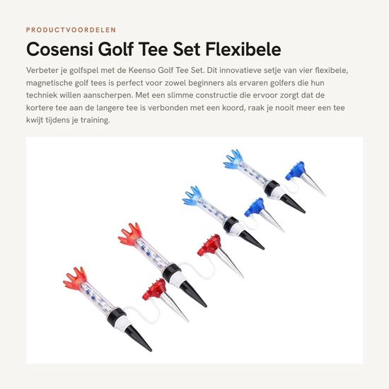 Dailygoods- Golf Tee Set - 4 Stuks - Flexibele Magnetische Golf Tees - Kunststof Golf Tees - Golf Training Accessoires - Lichtgewicht 50 g - Golfballhouder