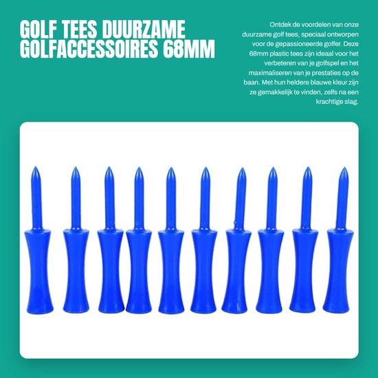 Dailygoods- Golf Tees 100st - Kunststof 68mm - Duurzaam - Golf Accessoires - Lichtgewicht - Heldere Kleur - Golfhuls van Dailygoods