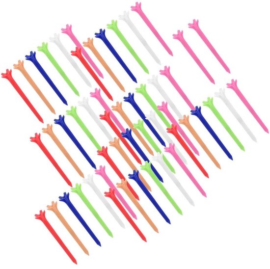 Dailygoods- Golf Tees 50st - 70mm Kunststof - Duurzaam - Golf Accessoires - 5-Klauwen Design - Verbeterde Stabiliteit - Golfballen