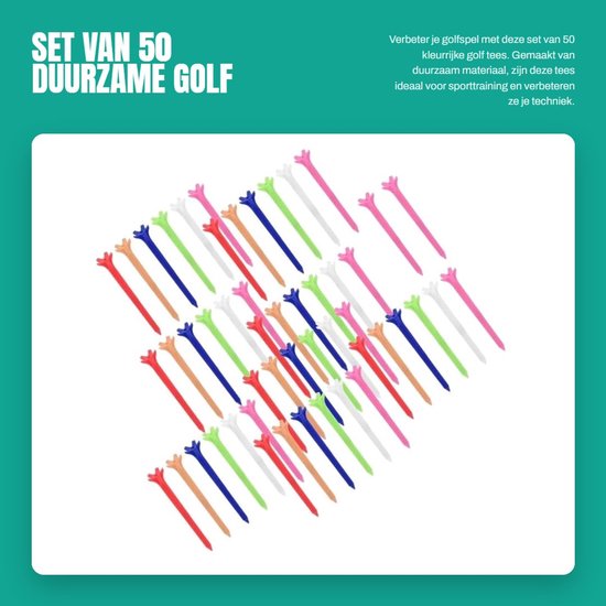 Dailygoods- Golf Tees 50st - 70mm Kunststof - Duurzaam - Golf van Dailygoods