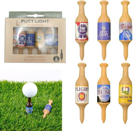 Dailygoods - Golf-Tees Bierfles, grappige golfthee, kunststof, 9 cm, duurzame golf thee-accessoires, driver, golftheeset, herbruikbare thee, golf voor het oefenen, cadeau voor golfers (lichtbruin) van Dailygoods