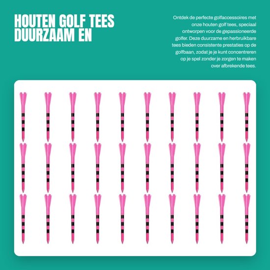 Dailygoods- Golf Tees Duurzaam - Verstelbare Hoogte - Houten Golfaccessoires - Herbruikbaar - Stevige Grip - Optimale Prestaties