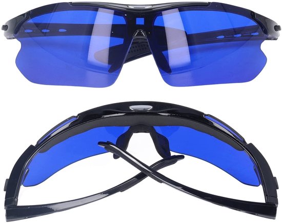 Dailygoods- Golfbal Finder Bril met Blauwe Lenzen - Golfbalzoeker - Opbergtas - Brildoek - Vermindert Verlies - Lichtgewicht 135g - Golfzoeker