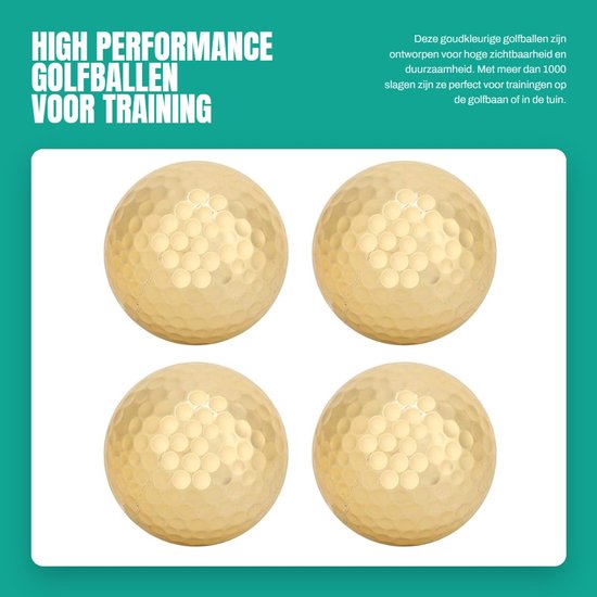 Dailygoods- Golfbal Goudkleurig voor Hoge Zichtbaarheid - Golfballen 4 Stuks - Lichtgewicht en Duurzaam - 392 Bijengaten - Perfect voor Oefeningen van Dailygoods