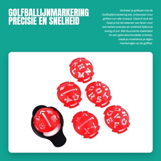 Dailygoods- Golfbalmarkering 6-stuk set - Premium ABS - Precisie en snelheid - Nauwkeurig en betrouwbaar - Sjablonen voor golfers - Duurzaam en stevig - Golfmarkeerder van Dailygoods