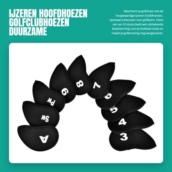 Dailygoods- Golfclubhoes Waterdicht - Neopreen Hoofdhoes - 10 Stuks - Bescherming voor Golfijzers - Verwisselbare Nummer/Lettertag - Duurzaam Materiaal - Clubcover van Dailygoods