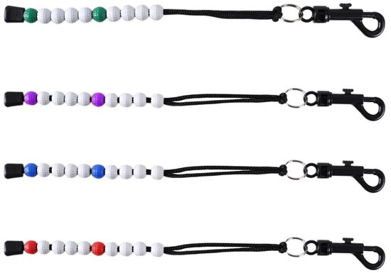 Dailygoods- Golfkralen Teller 4 Stuks - Kleurkeuze: Wit/Rood/Wit/Blauw/Wit/Paar/Wit/Groen - Eenvoudig Scoren - Golfslag Scoreteller - Voor Golftoernooi - Golfscoreteller
