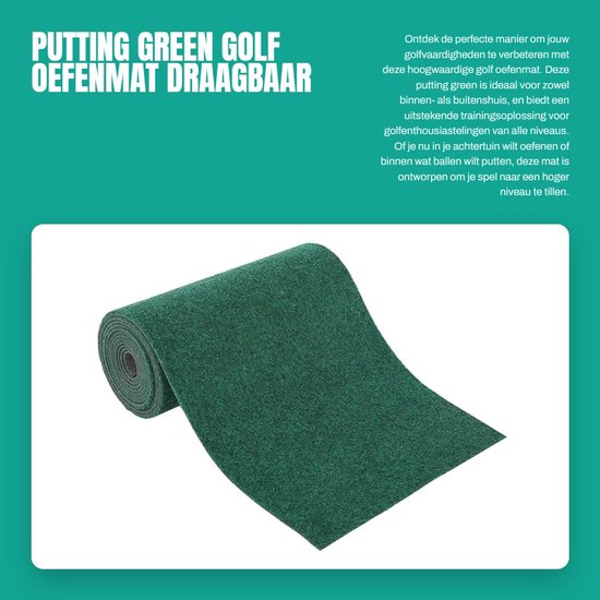 Dailygoods- Golfmat Trainingsmat 0,3x3m - Oefenmat - Kunstgras - Indoor/Outdoor - Draagbaar - Polyester/Sponsschuim Basis
