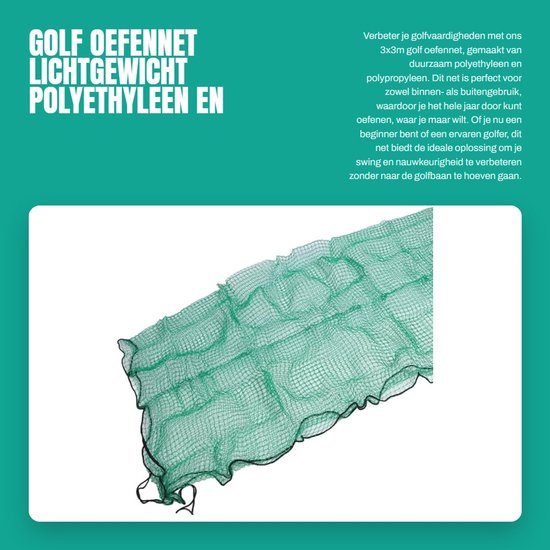Dailygoods- Golfnet 3x3m - Duurzaam Polyethyleen/Polypropyleen